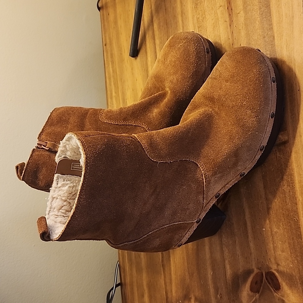 Clarks Brown Suede and Shearling Boots